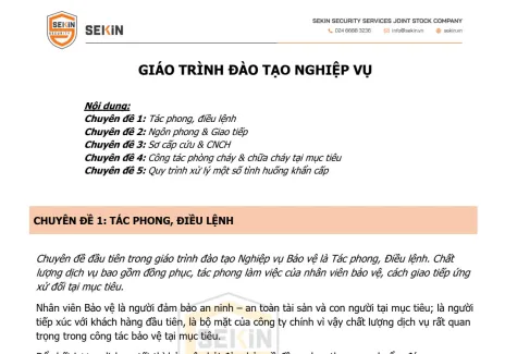 SEKIN Giáo Trình Đào Tạo Nghiệp Vụ Bảo Vệ